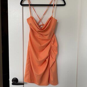 BCBGGeneration Peach Coral Ruched Bodycon Mini Dress Size: S